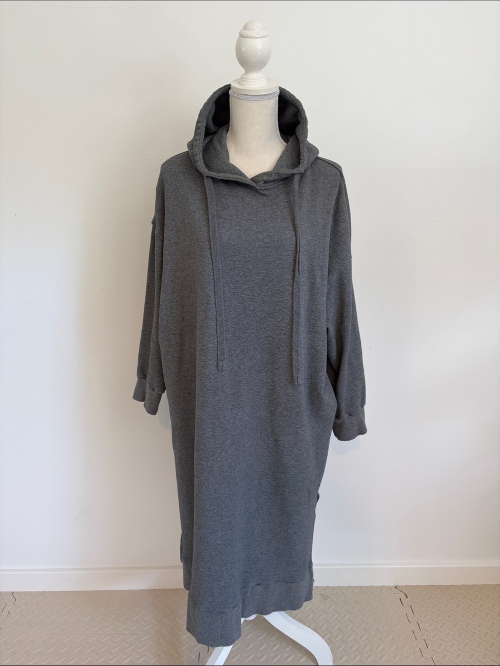 NAP Cozy Oversized Hooded Sweatshirt Dress - Charcoal Gray XXL
